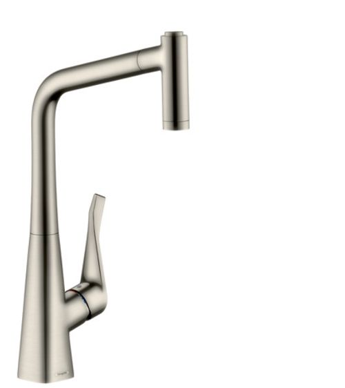 Hansgrohe-HG-Spueltischmischer-320-Metris-M71-Eco-Ausziehbrause-2jet-edelstahl-optik-14780800 gallery number 1